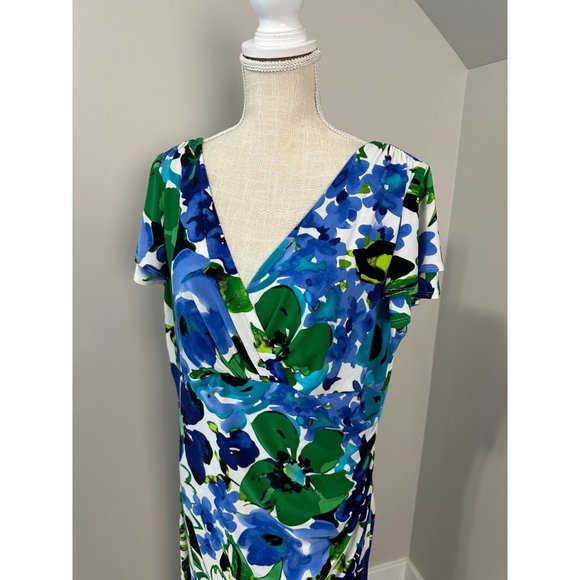 Ralph Lauren Womens Floral Dress 18 XL Blue Floral - Picture 3 of 9